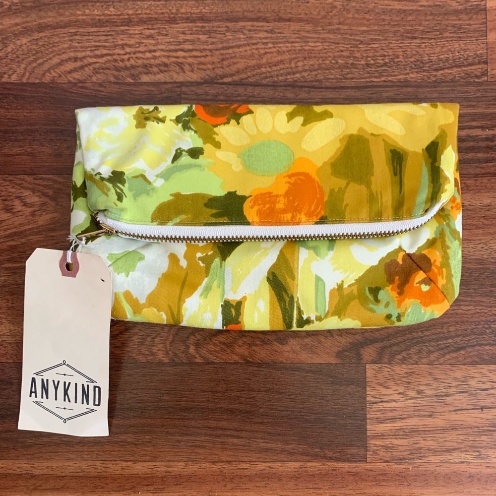 Anykind Vintage Upholstery Fold Over Clutch NWT!
